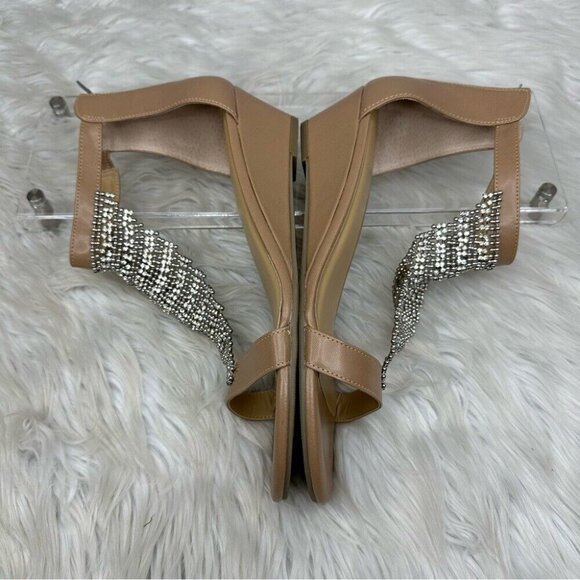 Thalia Sodi Women's Tan Embellished Tacey Open Toe Zip Wedge Sandals US 11M - Picture 7 of 15
